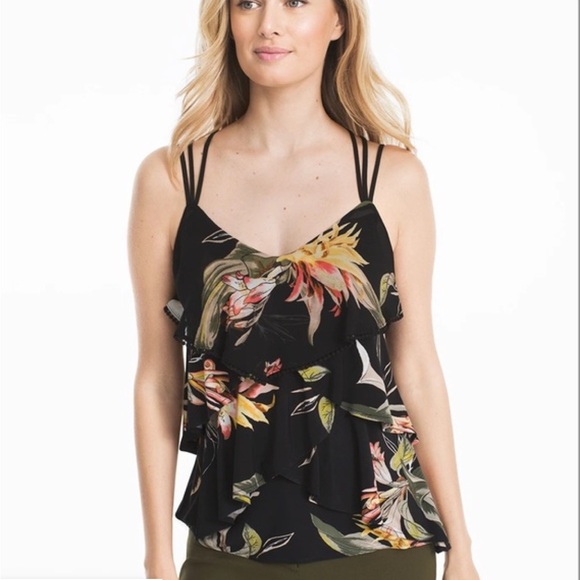White House Black Market Tops - White House Black Market Black Floral Camisole